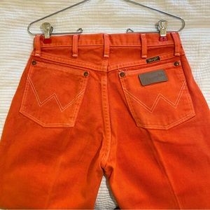 Vintage Wrangler 90s Y2K Orange Denim 28x34 Jeans High Rise Western Rodeo 13MWZ